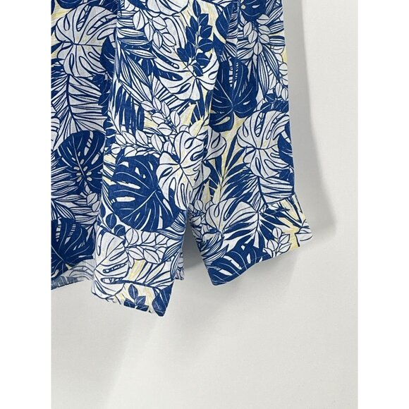 Luxury Mens Club Room Linen Floral Button Up Shirt Blue Tropical Resort Sz XXL - Picture 2 of 6